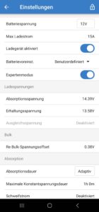 Victron MPPT Laderegler LifePo4 Einstellung 2
