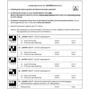 Votronic MPPT LiFePO4 Einstellungen