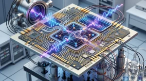 vereinfachte Darstellung der Funktionsweise eines Quanten-Sensors auf Mikrochip-Ebene