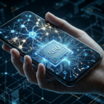 Mikrochip und Smartphone als Symbol für lokale Offline-KI (Edge AI)